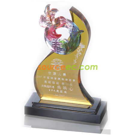 客製化琉璃水晶獎座-一枝獨秀禮品