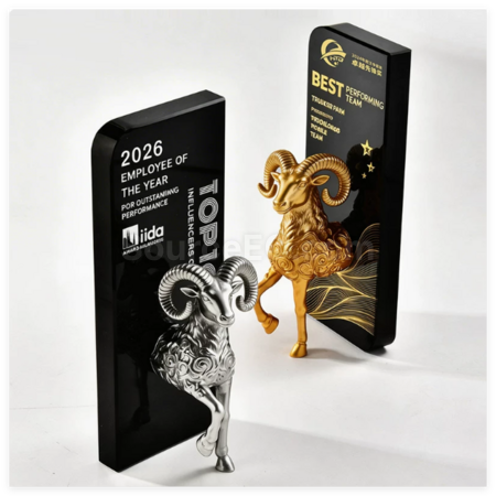 客製化創意領頭羊造型樹脂獎盃禮品