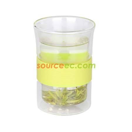 客製化260ML矽膠雙層玻璃杯禮品