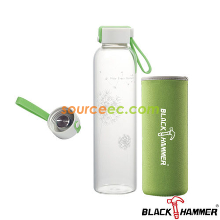 客製化600ML BLACK HAMMER 玻璃水瓶(附布套)禮品