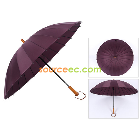 客製化24骨加大防風木柄直桿雨傘禮品