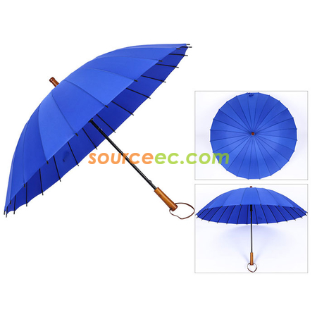 客製化24骨加大防風木柄直桿雨傘禮品