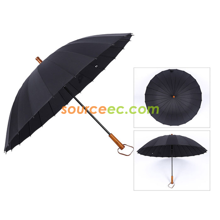 客製化24骨加大防風木柄直桿雨傘禮品