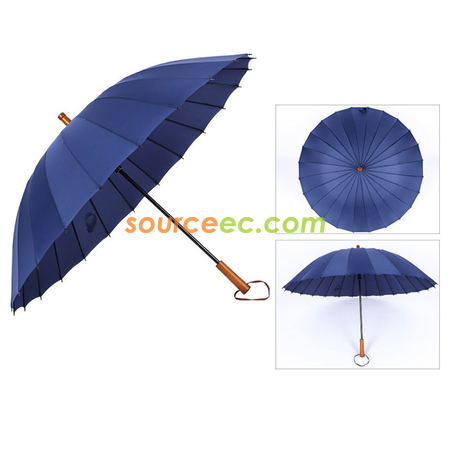 客製化24骨加大防風木柄直桿雨傘禮品
