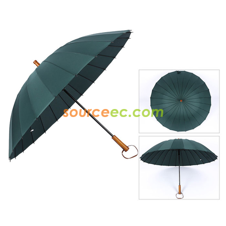 客製化24骨加大防風木柄直桿雨傘禮品