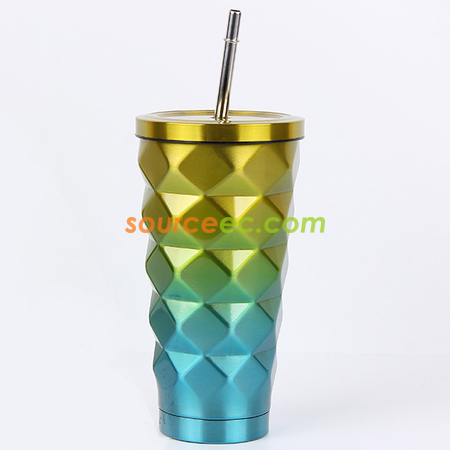 客製化500ML不銹鋼吸管保溫杯禮品