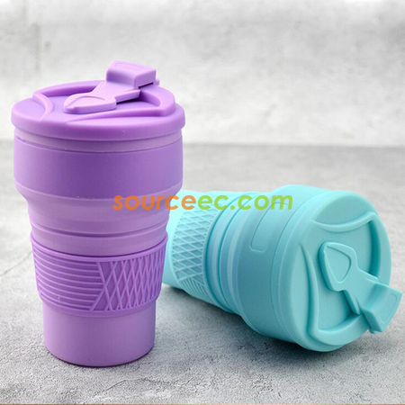 客製化純色折疊矽膠咖啡杯禮品