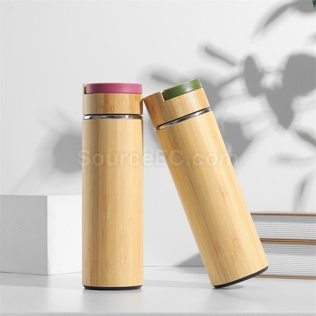 客製化手提蓋竹殼保溫杯禮品