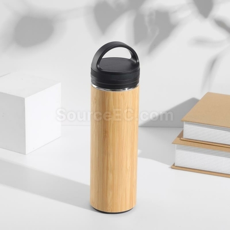 客製化手提蓋竹殼客製化保溫瓶禮品