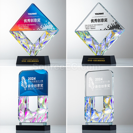 客製化炫彩水晶獎座禮品