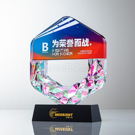 客製化炫彩水晶獎座禮品