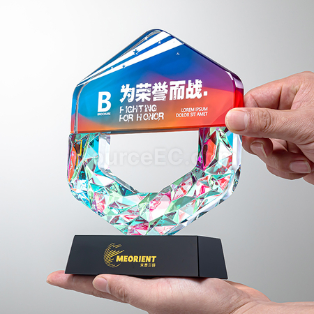 客製化炫彩水晶獎座禮品