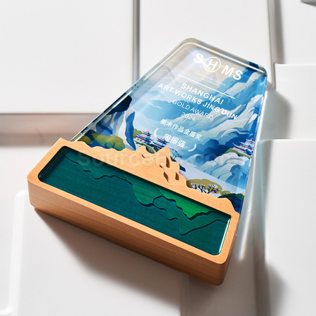客製化水晶實木獎座禮品