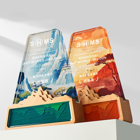 客製化水晶實木獎座禮品