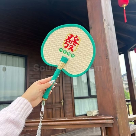 客製化手工編織蒲草扇禮品