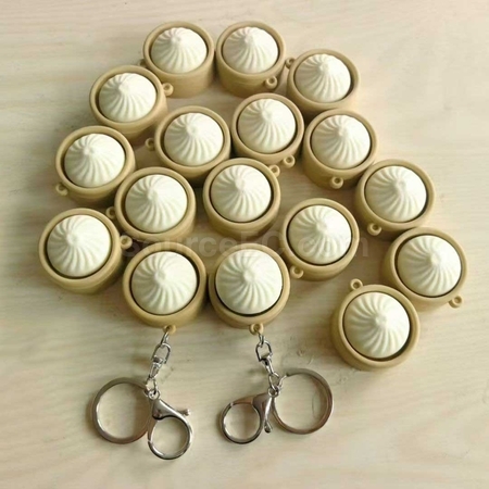 客製化仿真小籠包減壓按鍵鑰匙扣禮品