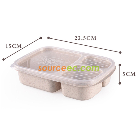 客製化三格小麥秸稈飯盒禮品