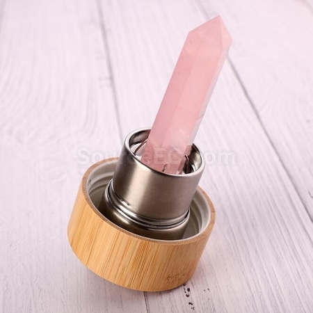 客製化天然水晶柱竹蓋高硼玻璃杯禮品