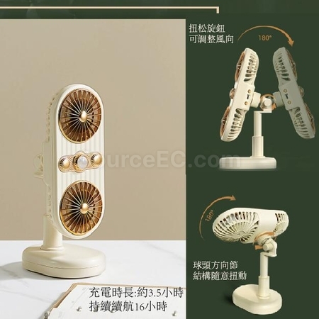 客製化迷你雙頭帶夾子360°旋轉風扇禮品