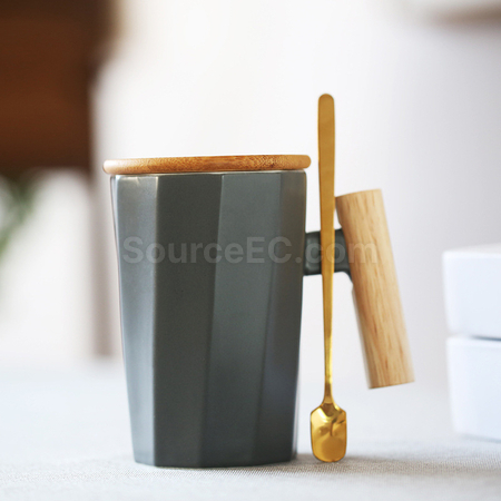 客製化木柄陶瓷杯禮品