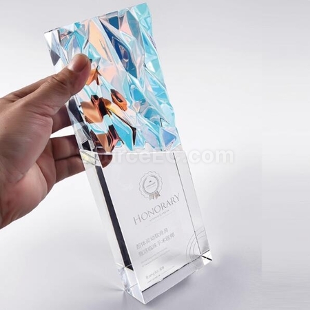 客製化炫彩榮耀璀璨變色水晶獎座禮品