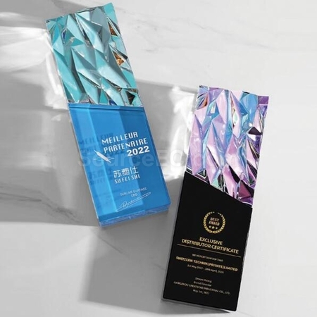 客製化炫彩榮耀璀璨變色水晶獎座禮品