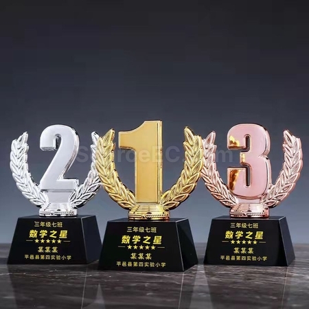 客製化小號金銀銅水晶獎座禮品