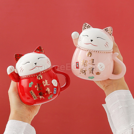 客製化招財貓陶瓷杯禮品
