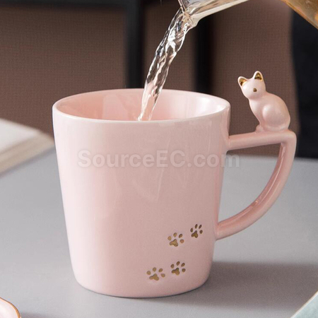 客製化帶蓋貓咪圖案馬克杯禮品