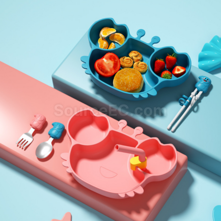 螃蟹造型嬰兒分格副食品碗
