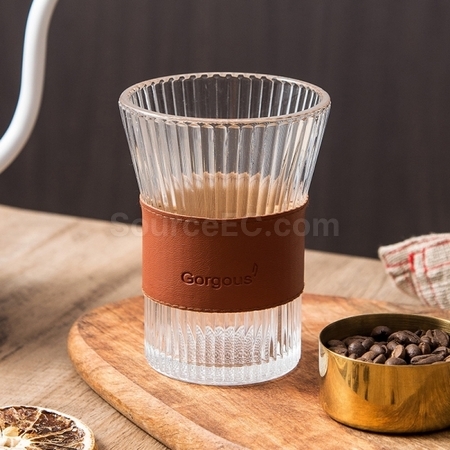 客製化日式豎紋泡茶隔熱玻璃杯禮品