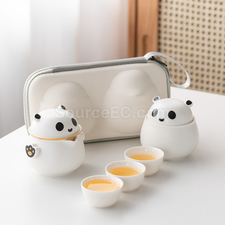 客製化熊貓便攜旅行茶具禮品