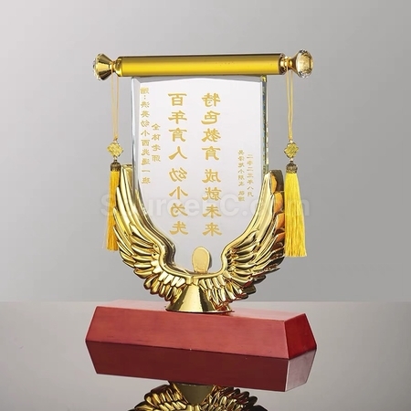 客製化擺放式錦旗水晶獎座禮品
