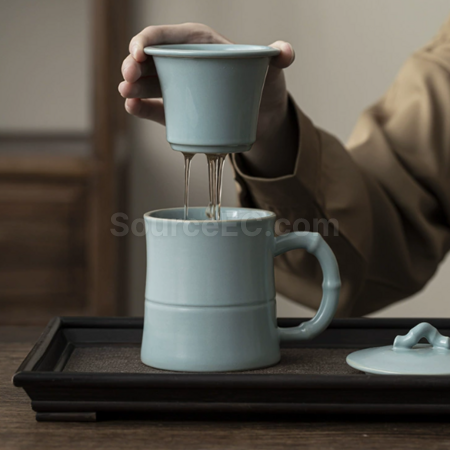 客製化陶瓷可過濾泡茶杯禮品