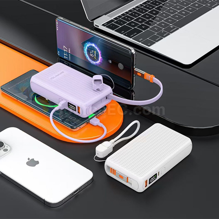 客製化伸縮自帶線行動電源禮品
