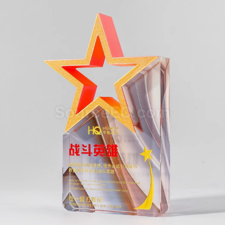 客製化彩色五星水晶獎座禮品