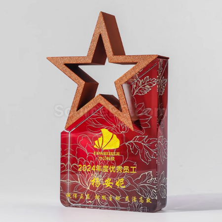 客製化彩色五星水晶獎座禮品