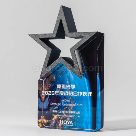 客製化彩色五星水晶獎座禮品