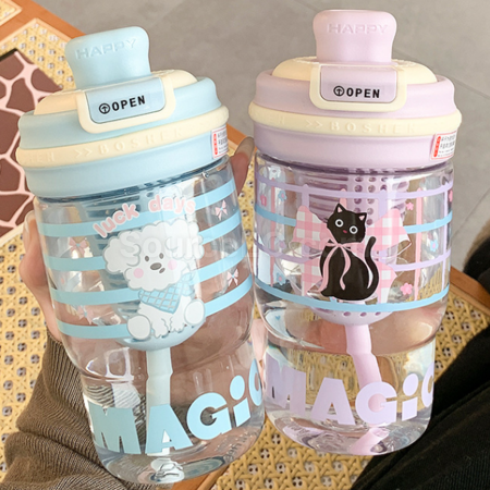 Tritan可愛吸管水杯