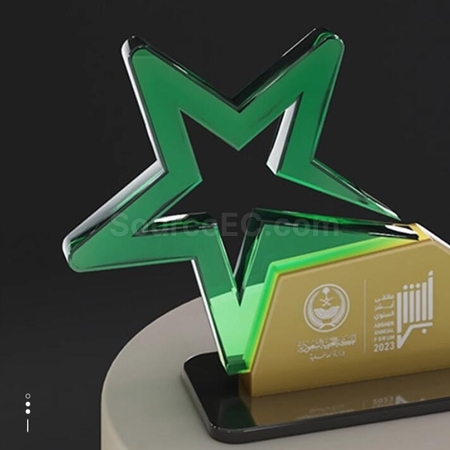 客製化綠色星星水晶亞克力獎座禮品