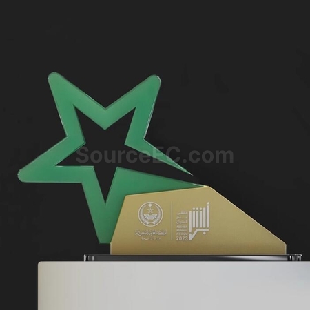 客製化綠色星星水晶亞克力獎座禮品