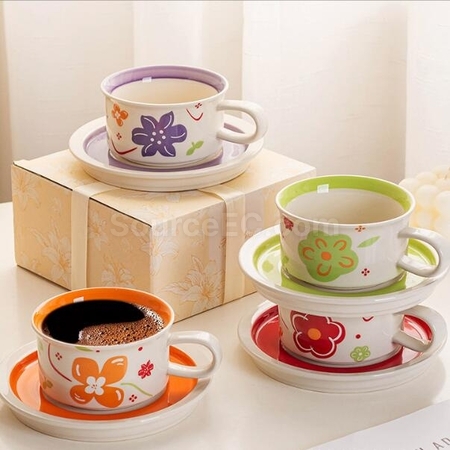 客製化復古陶瓷咖啡杯碟套裝禮品