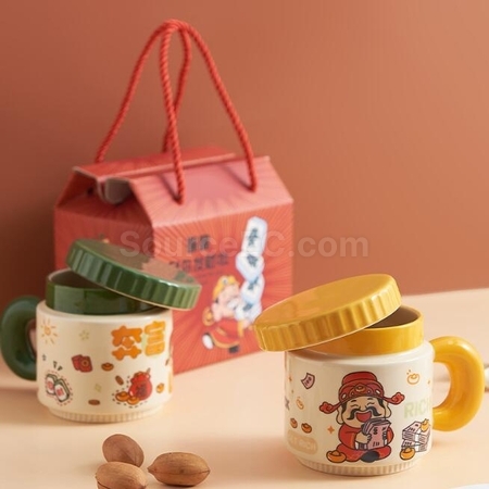 客製化卡通財神爺杯子陶瓷馬克杯禮品