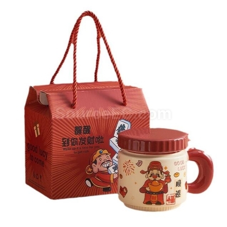 客製化卡通財神爺杯子陶瓷馬克杯禮品