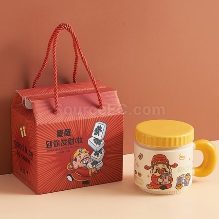 客製化卡通財神爺杯子陶瓷馬克杯禮品