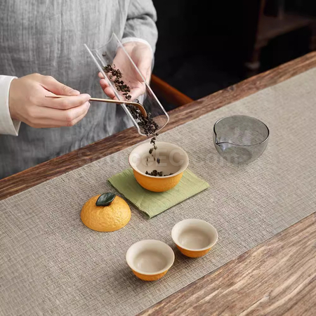 客製化醜橘便攜陶瓷茶具旅行套裝禮品