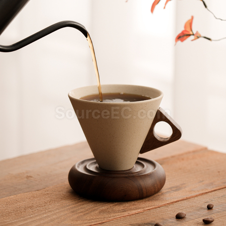 客製化粗陶漏斗咖啡杯禮品