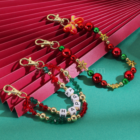 客製化聖誕鑰匙扣串珠手機鏈禮品