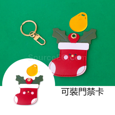 客製化聖誕皮革鑰匙扣門禁卡掛件禮品