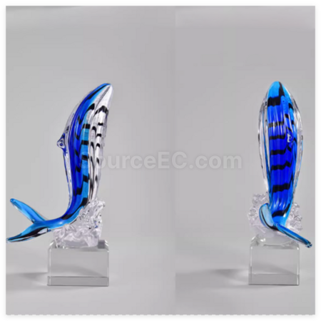 客製化琉璃鯨魚水晶獎座禮品